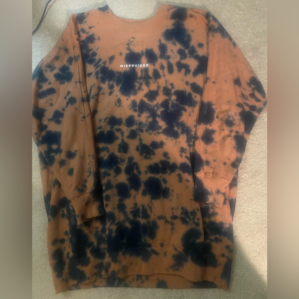 Missguided rust & navy Tie-Dye Crewneck Sweatshirt